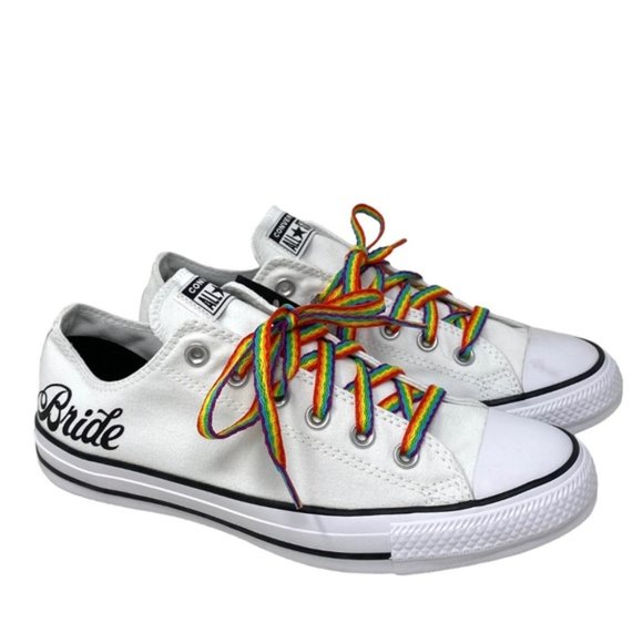 Converse Ctas OX Low Wedding White Canvas Women's Sneakers Custom 171213C- Multi - Picture 3 of 10